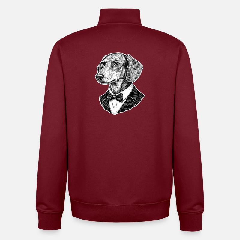 Chien élégant en smoking - Sweat zippé unisexe en coton bio Stanley/Stella - bordeaux