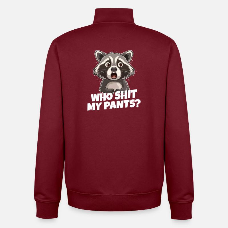 Raccoon Panic Meme Tee - Unisex Organic Zip Sweatshirt by Stanley/Stella - burgundy