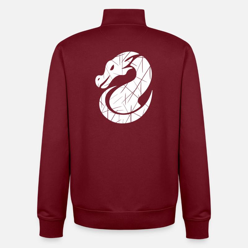 Silhouette de dragon blanc - Sweat zippé unisexe en coton bio Stanley/Stella - bordeaux