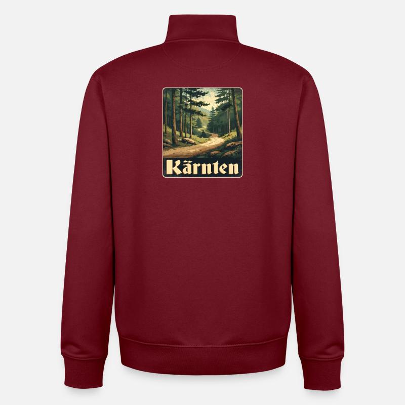 Sentier forestier de Carinthie - Sweat zippé unisexe en coton bio Stanley/Stella - bordeaux