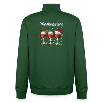 Frohe Weihnachten Wein-Gläser Trio - Unisex Organic Zip Sweatshirt von Stanley/Stella - Flaschengrün - Hinten - AI Model Male 185 dark (185cm)
