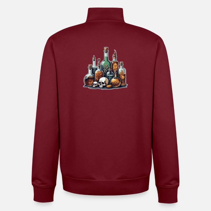 Alchemie Fläschchen Schädel Design - Unisex Organic Zip Sweatshirt von Stanley/Stella - Burgunderrot