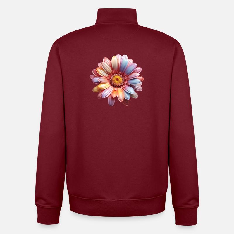 Regenbogen Gänseblümchen – Bunte Flowerpower - Unisex Organic Zip Sweatshirt von Stanley/Stella - Burgunderrot