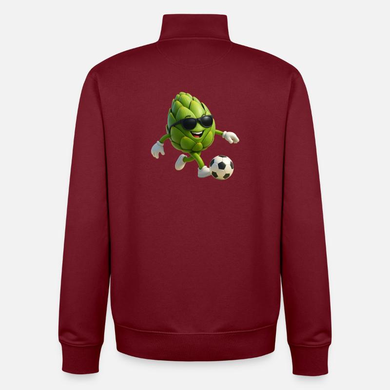 Artischocken Kicker mit Sonnenbrille Faußball - Unisex Organic Zip Sweatshirt von Stanley/Stella - Burgunderrot