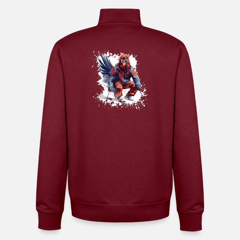 Hahn Ski Skiing - Unisex Organic Zip Sweatshirt by Stanley/Stella - burgundy