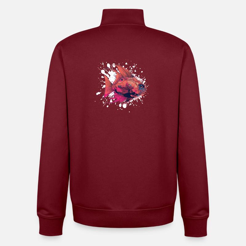 Blobs de poisson - Sweat zippé unisexe en coton bio Stanley/Stella - bordeaux