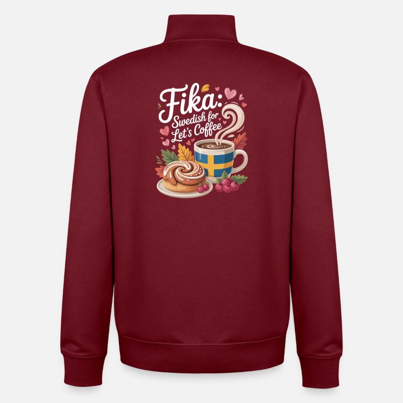 Fika - Unisex sweatshirt med dragkedja i ekologisk bomull Stanley/Stella - vinröd