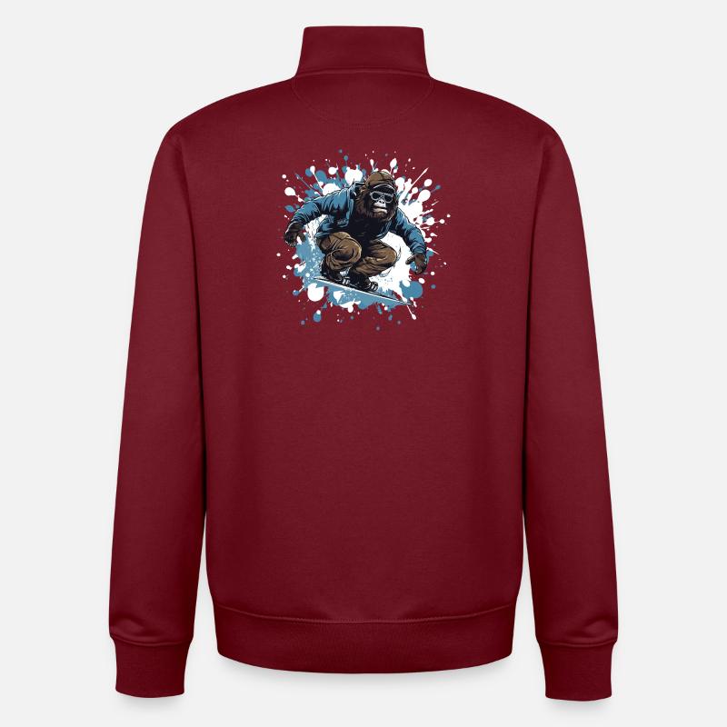 Gorilla Snowboard - Unisex Organic Zip Sweatshirt von Stanley/Stella - Burgunderrot