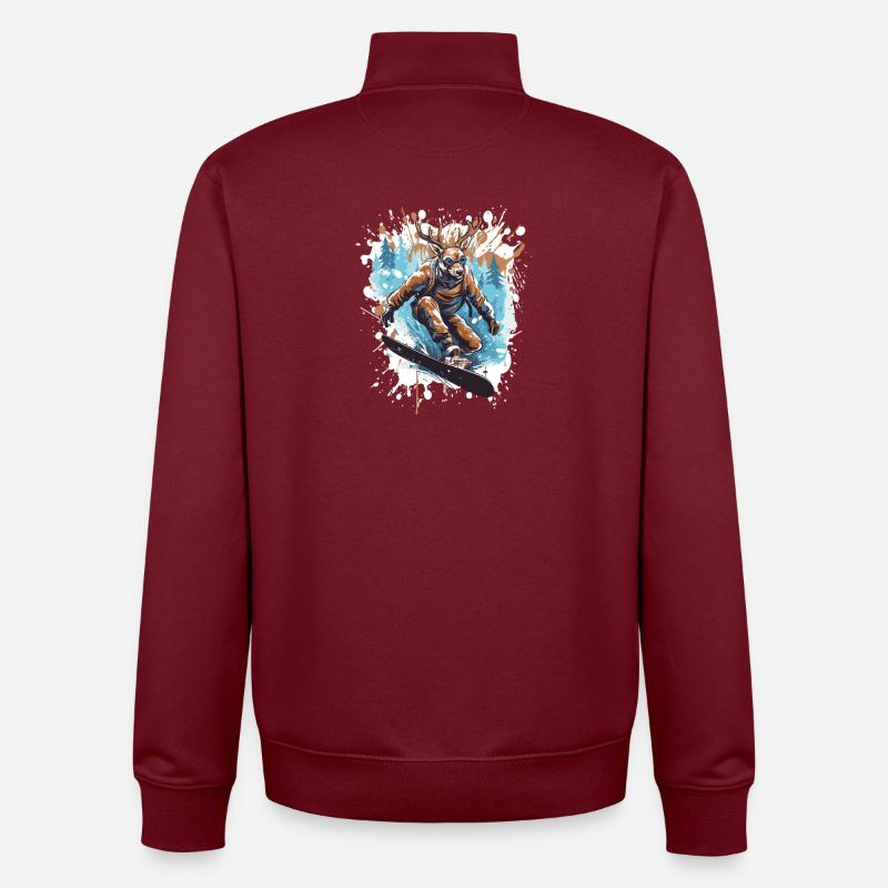 Hirsch Snowboard - Sweat zippé unisexe en coton bio Stanley/Stella - bordeaux
