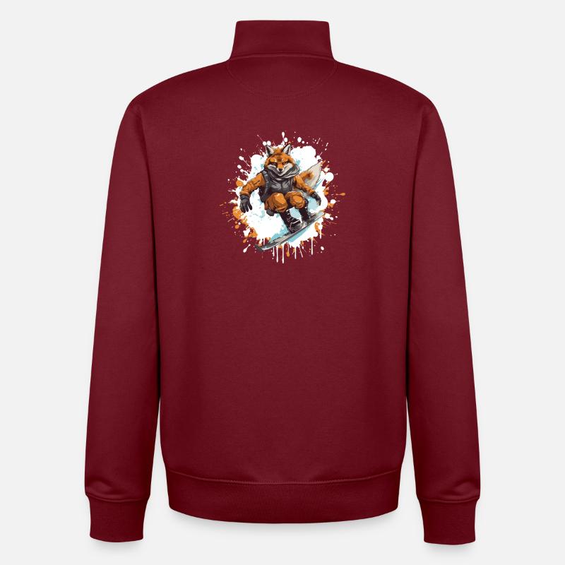Fuchs Snowboard - Sweat zippé unisexe en coton bio Stanley/Stella - bordeaux