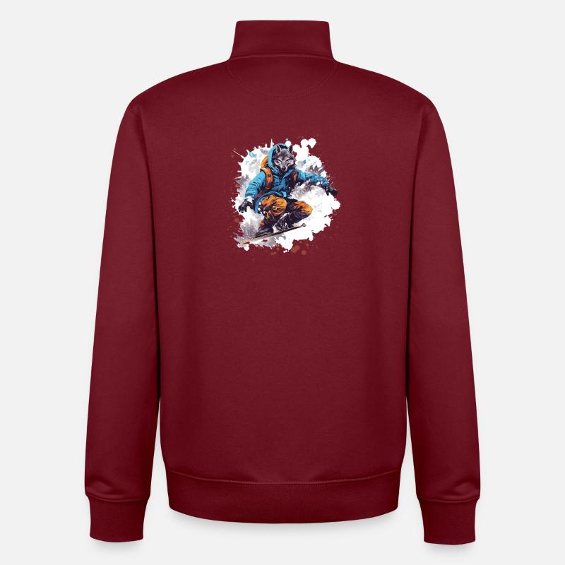 Wolf Snowboard - Unisex Organic Zip Sweatshirt by Stanley/Stella - burgundy