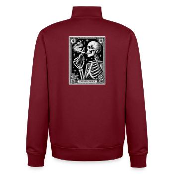 The New Smoke (Vape) - Tarot Card E-Cigarette - Unisex Organic Zip Sweatshirt by Stanley/Stella - burgundy - Back - AI Model Male 185 dark (185cm)