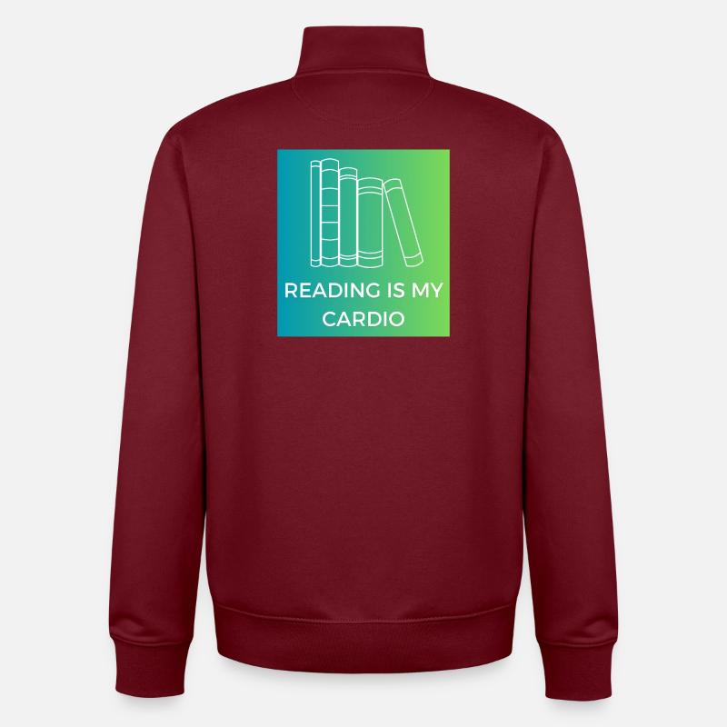 La lecture, c’est mon cardio - Sweat zippé unisexe en coton bio Stanley/Stella - bordeaux