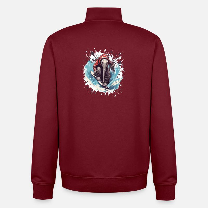 Elefant Snowboard - Unisex Organic Zip Sweatshirt von Stanley/Stella - Burgunderrot