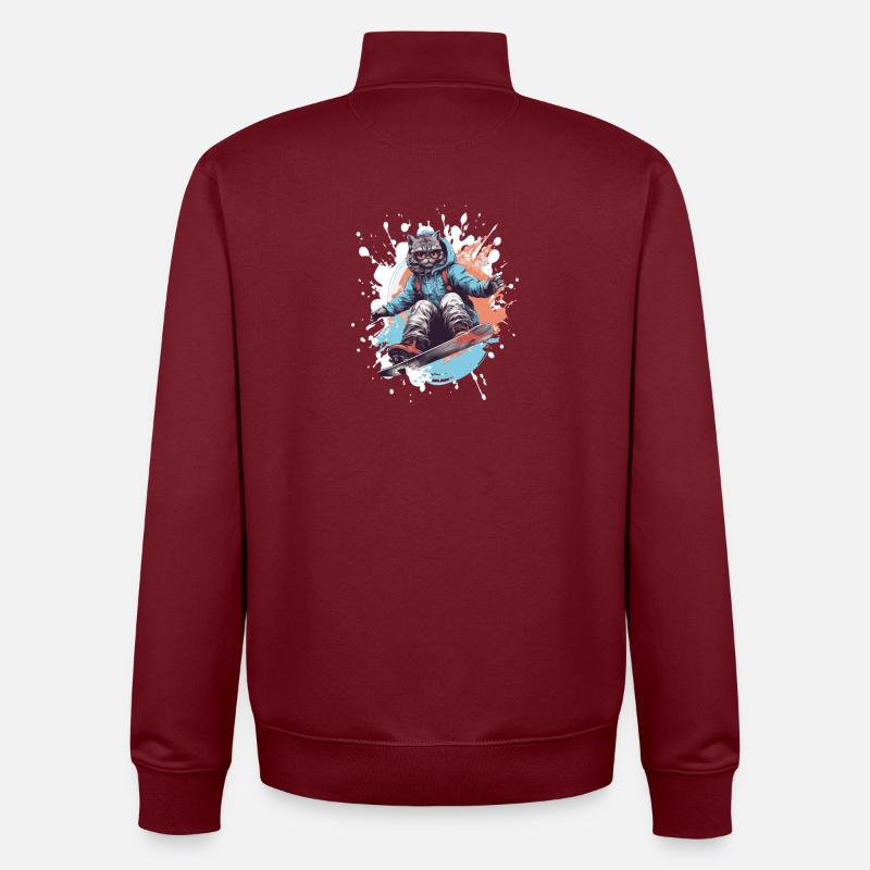 Katze Snowboard - Unisex Organic Zip Sweatshirt von Stanley/Stella - Burgunderrot
