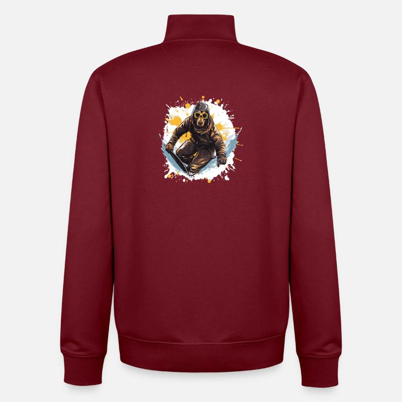 Doberman Hund Snowboard - Unisex Organic Zip Sweatshirt von Stanley/Stella - Burgunderrot