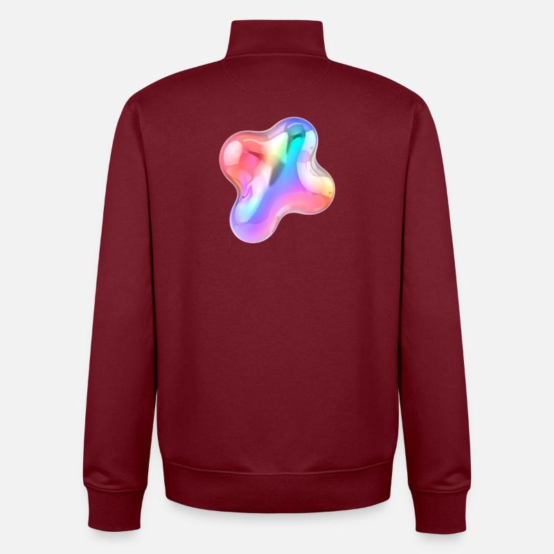 arc-en-ciel brillant abstrait Blob Design - Sweat zippé unisexe en coton bio Stanley/Stella - bordeaux