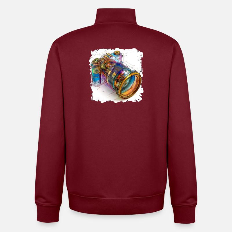 Digitalkamera als CAD-Design Blaupause - Unisex Organic Zip Sweatshirt von Stanley/Stella - Burgunderrot