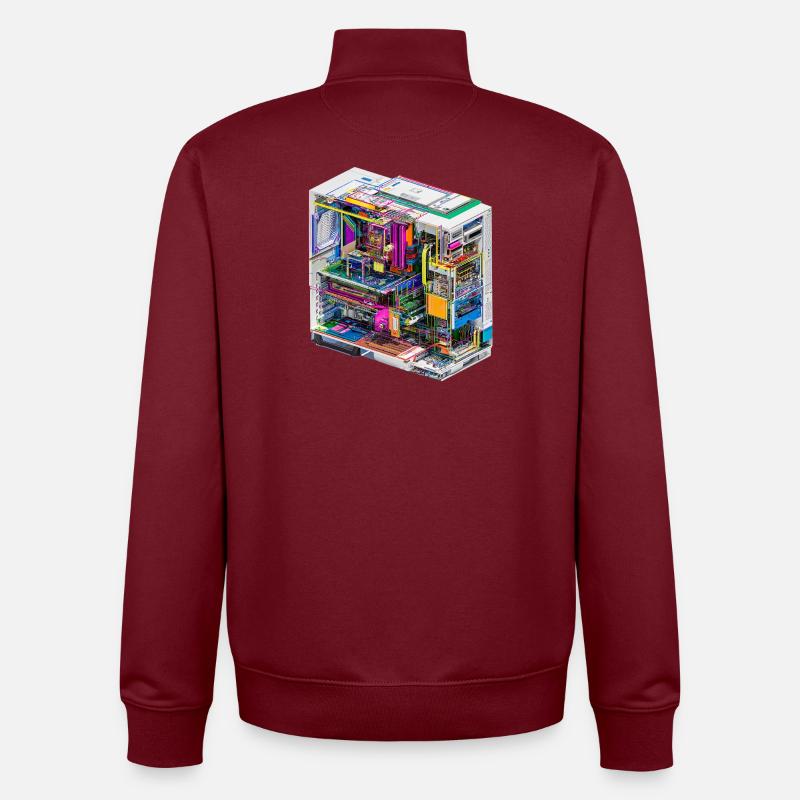 Buntes Innenleben eines Computers - Unisex Organic Zip Sweatshirt von Stanley/Stella - Burgunderrot