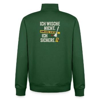 Je ne fais pas d’efface - je sécurise - la police scientifique - Sweat zippé unisexe en coton bio Stanley/Stella - vert bouteille - Dos - AI Model Male 185 dark (185cm)