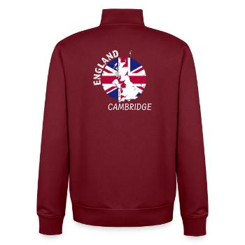 Cambridge - Unisex Organic Zip Sweatshirt von Stanley/Stella - Burgunderrot - Hinten - AI Model Male 185 dark (185cm)