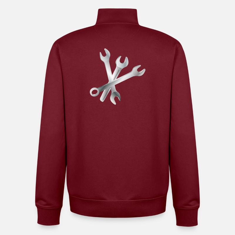 Wrench Set – Tools & Craftsmanship - Unisex Organic Zip Sweatshirt by Stanley/Stella - burgundy