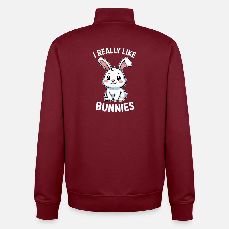 Lapin disant lapin drôle lapin cadeau - Sweat zippé unisexe en coton bio Stanley/Stella - bordeaux