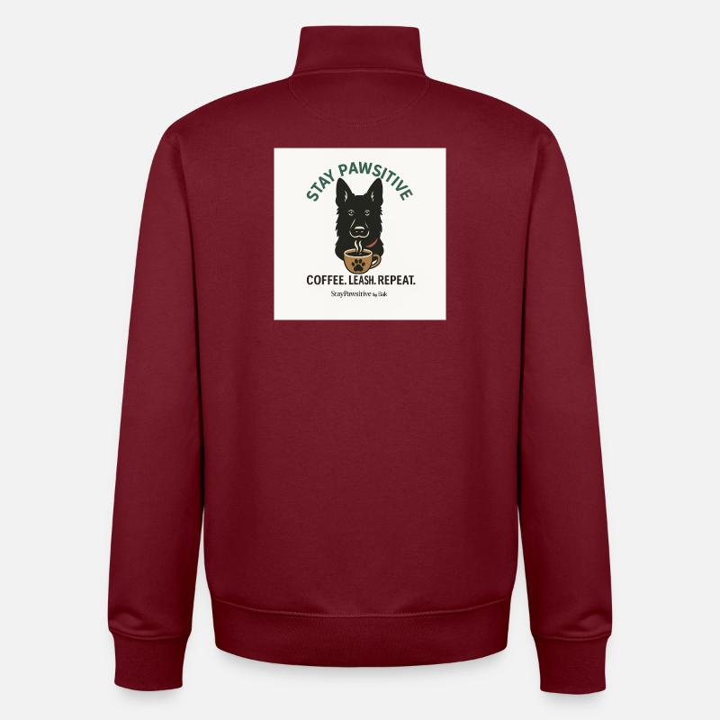Stay Pawsitive Chien Motif Café - Sweat zippé unisexe en coton bio Stanley/Stella - bordeaux