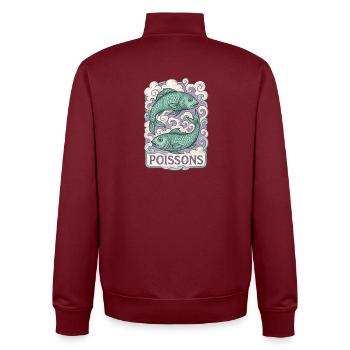 Signe astrologique du Poissons - Astrologie - Sweat zippé unisexe en coton bio Stanley/Stella - bordeaux - Dos - AI Model Male 185 dark (185cm)