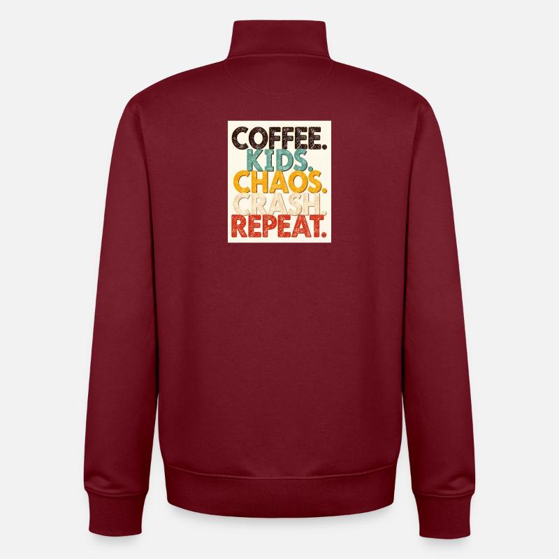 Café Enfants Chaos Crash Répéter - Sweat zippé unisexe en coton bio Stanley/Stella - bordeaux