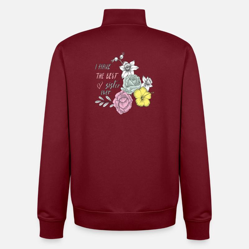 Beste Schwester Blüten Herz  - Unisex Organic Zip Sweatshirt von Stanley/Stella - Burgunderrot