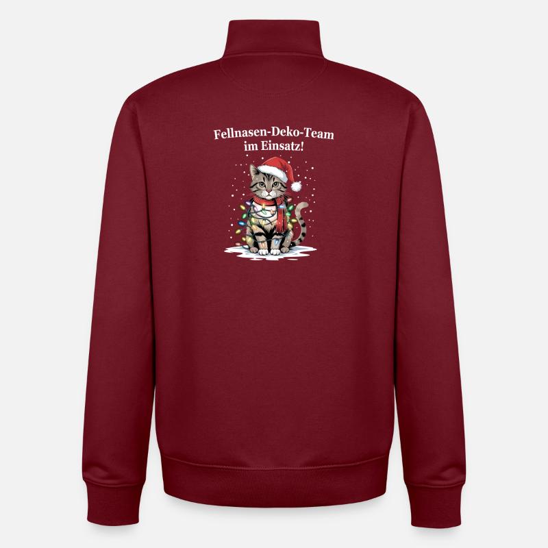 Fellnasen-Deko-Team im Einsatz! - Unisex Organic Zip Sweatshirt von Stanley/Stella - Burgunderrot