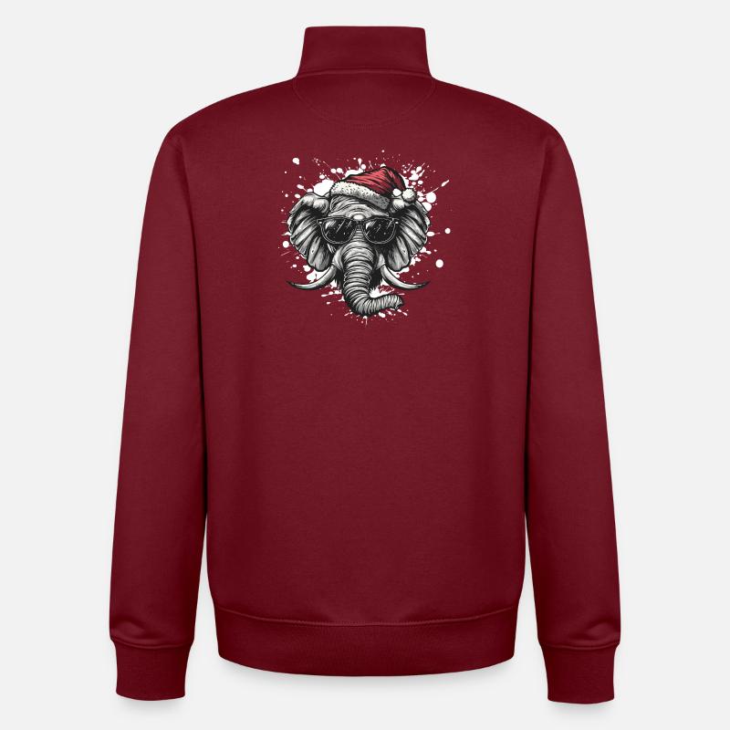 Éléphant Noël Drôle - Sweat zippé unisexe en coton bio Stanley/Stella - bordeaux