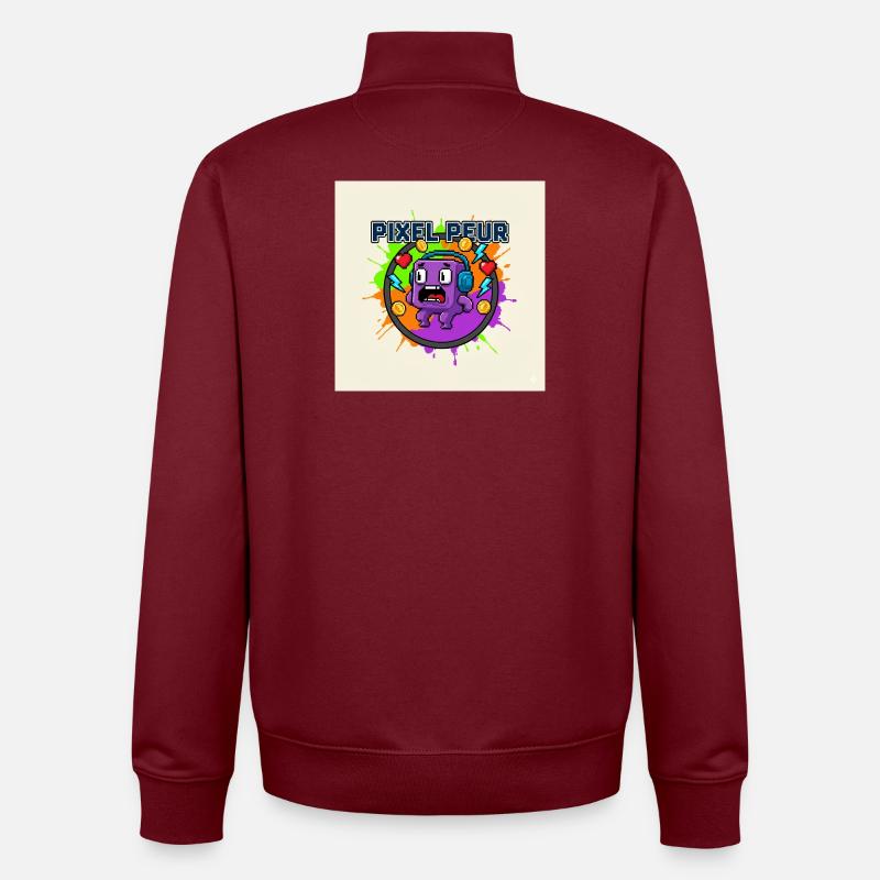 Pixel-Angst-Monster-Pixel-Kunst - Unisex Organic Zip Sweatshirt von Stanley/Stella - Burgunderrot