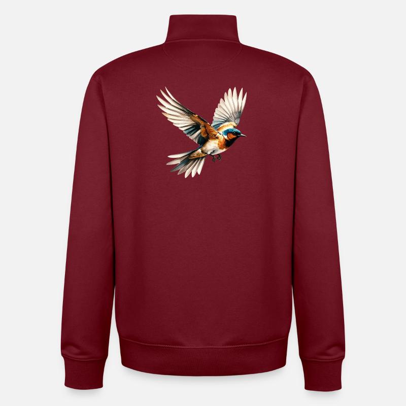 Lebendige Pop-Art mit fliegendem Vogel - Unisex Organic Zip Sweatshirt von Stanley/Stella - Burgunderrot