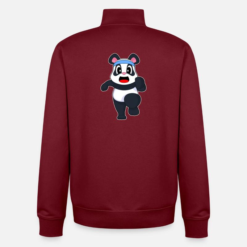 Panda Jogger Joggen Sport - Unisex Organic Zip Sweatshirt von Stanley/Stella - Burgunderrot