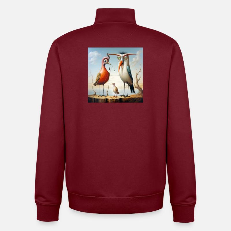 Duo volant sur la plage côtière - Sweat zippé unisexe en coton bio Stanley/Stella - bordeaux