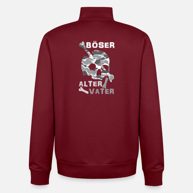 Crâne de vieux père maléfique - Sweat zippé unisexe en coton bio Stanley/Stella - bordeaux