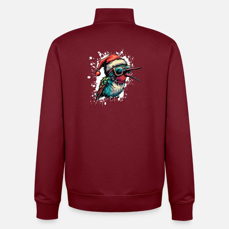 Colibri Oiseau Noël Drôle - Sweat zippé unisexe en coton bio Stanley/Stella - bordeaux