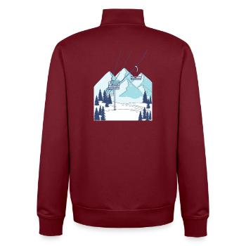 Remontée mécanique montagne paysage hivernal - Sweat zippé unisexe en coton bio Stanley/Stella - bordeaux - Dos - AI Model Male 185 dark (185cm)