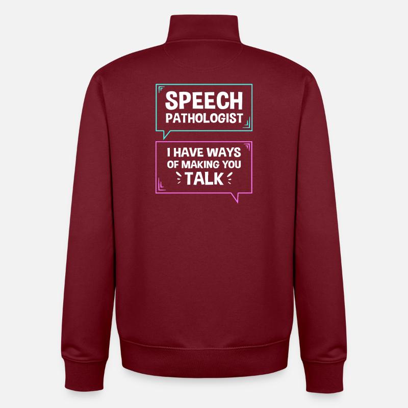 Speech Pathologist SLP Speech Therapist - Unisex Organic Zip Sweatshirt by Stanley/Stella - burgundy