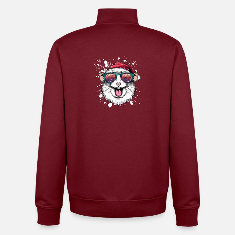 Hamster Noël drôle - Sweat zippé unisexe en coton bio Stanley/Stella - bordeaux