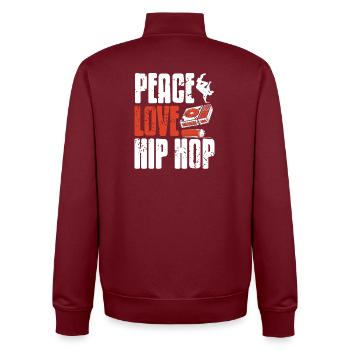 Peace Unity Beat Movement Graffiti DJ Bboy Flow - Unisex Organic Zip Sweatshirt von Stanley/Stella - Burgunderrot - Hinten - AI Model Male 185 dark (185cm)