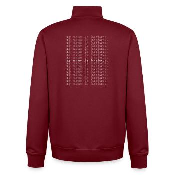 Mein Name ist Barbara - Unisex Organic Zip Sweatshirt von Stanley/Stella - Burgunderrot - Hinten - AI Model Male 185 dark (185cm)