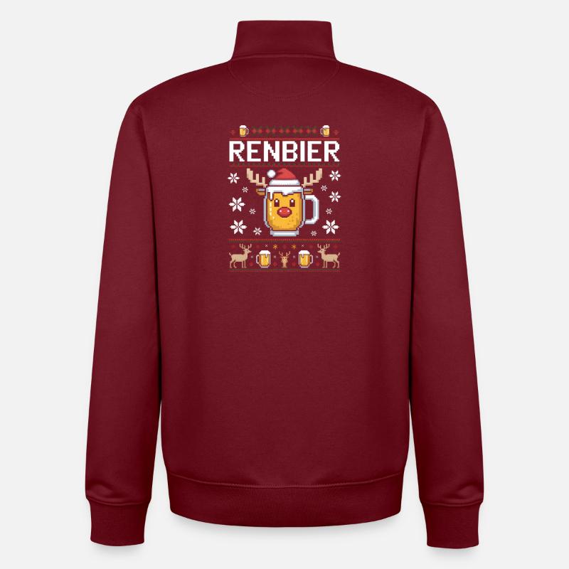 Bière de Noël Renbier - Sweat zippé unisexe en coton bio Stanley/Stella - bordeaux