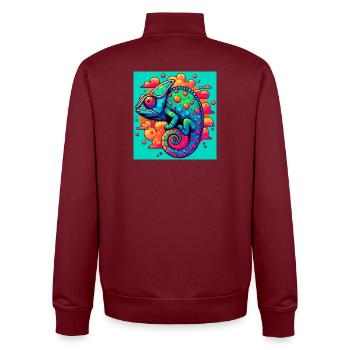 chameleon - Unisex Organic Zip Sweatshirt by Stanley/Stella - burgundy - Back - AI Model Male 185 dark (185cm)