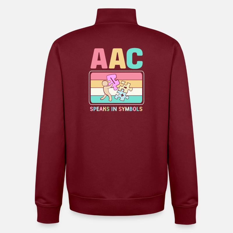 AAC Communication SLP Sign Language - Unisex Organic Zip Sweatshirt by Stanley/Stella - burgundy