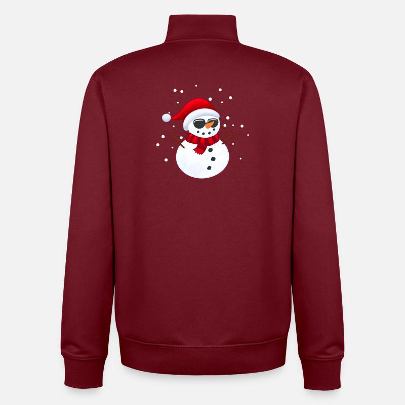 Cooler Schneemann mit Sonnenbrille - Unisex Organic Zip Sweatshirt von Stanley/Stella - Burgunderrot
