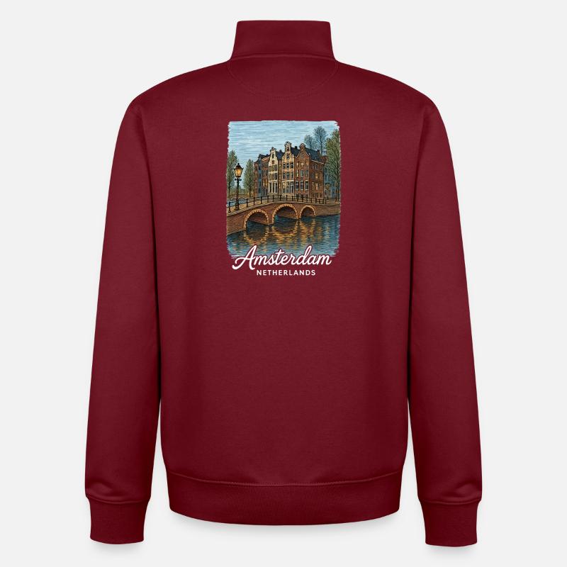 Amsterdam, Pays-Bas - Sweat zippé unisexe en coton bio Stanley/Stella - bordeaux