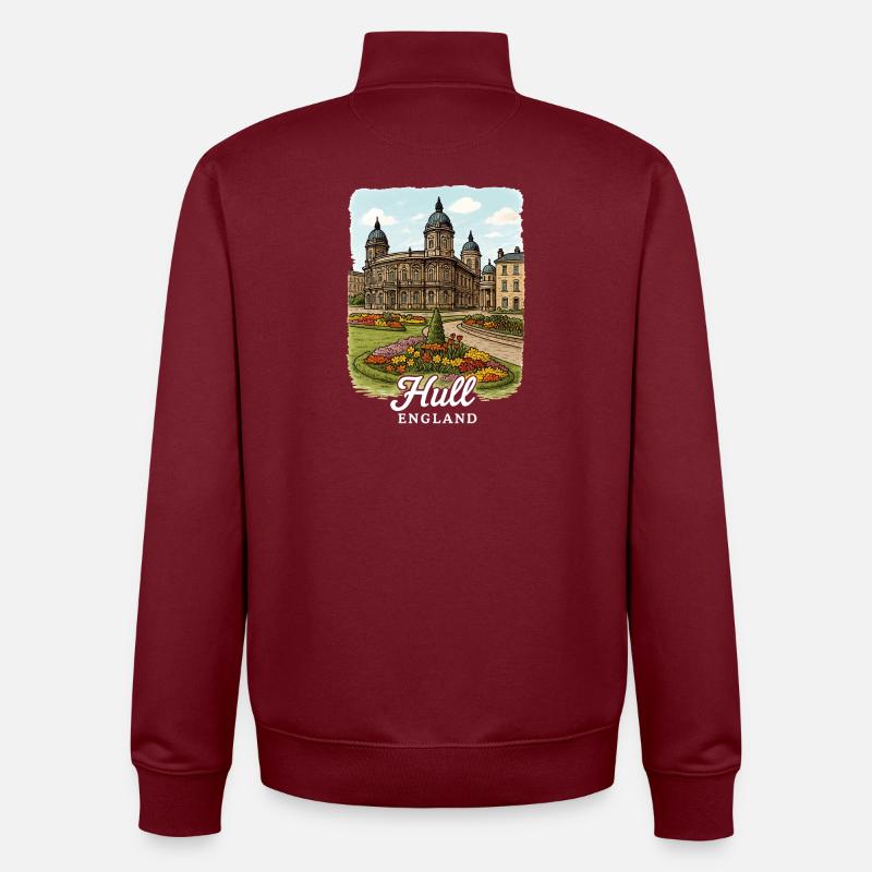 Hull, Angleterre - Sweat zippé unisexe en coton bio Stanley/Stella - bordeaux